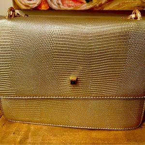 Mali + Lili Vegan Leather Gold Clutch With Convertible Strap